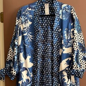 Chicos Blue Floral Kimono Cardigan